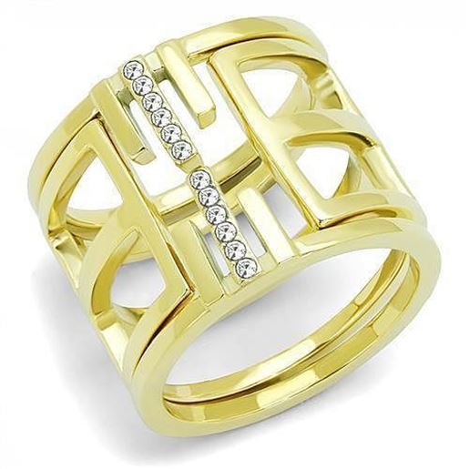 Picture of TK3198 - Stainless Steel Ring IP Gold(Ion Plating) Women Top Grade Crystal Clear