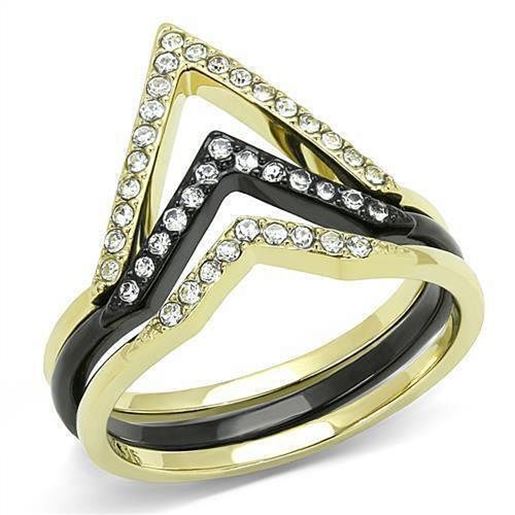 Picture of TK3202 - Stainless Steel Ring IP Gold+ IP Black (Ion Plating) Women Top Grade Crystal Clear