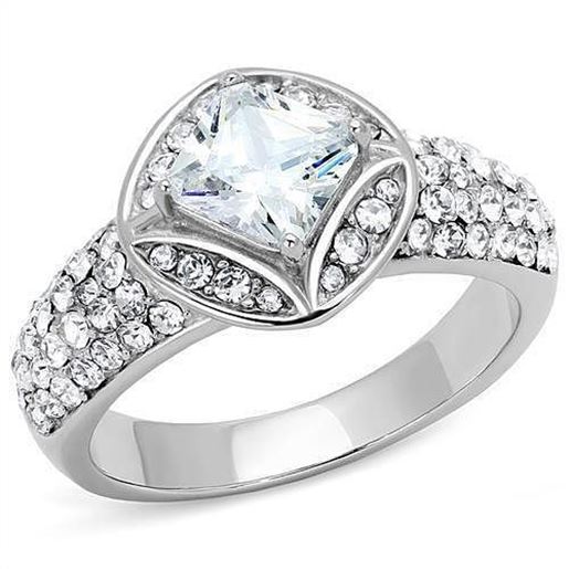 Picture of TK3206 - Stainless Steel Ring High polished (no plating) Women AAA Grade CZ Clear