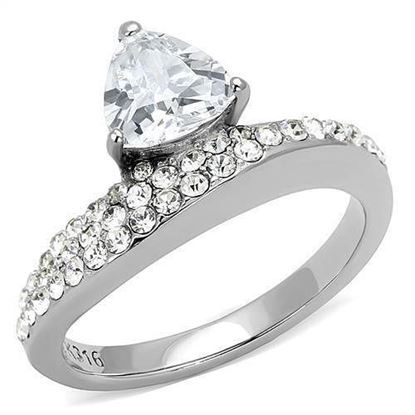 Picture of TK3207 - Stainless Steel Ring High polished (no plating) Women AAA Grade CZ Clear