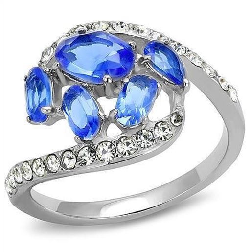 Picture of TK3211 - Stainless Steel Ring High polished (no plating) Women Synthetic Sapphire