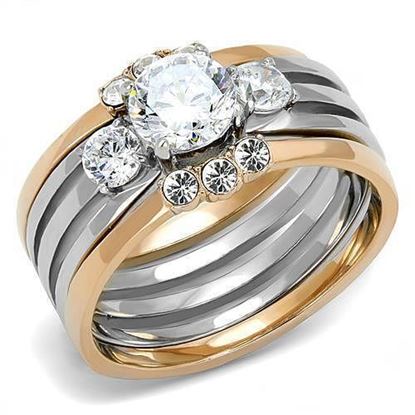 Picture of TK3212 - Stainless Steel Ring Two-Tone IP Rose Gold Women AAA Grade CZ Clear