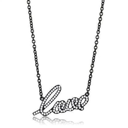 Picture of TK3217 - Stainless Steel Chain Pendant IP Black(Ion Plating) Women AAA Grade CZ Clear