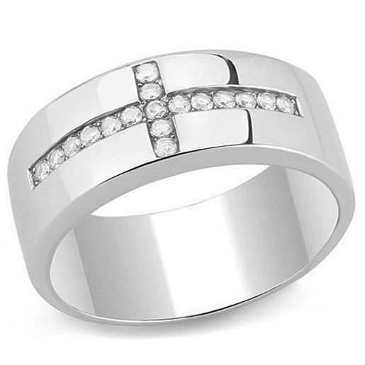 Picture of TK3225 - Stainless Steel Ring High polished (no plating) Men AAA Grade CZ Clear