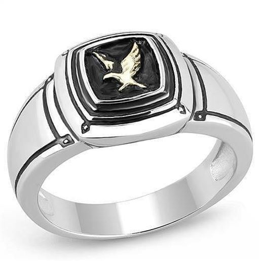 Picture of TK3226 - Stainless Steel Ring Two-Tone IP Gold (Ion Plating) Men Epoxy Jet