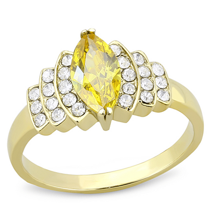 Picture of TK3239 - Stainless Steel Ring IP Gold(Ion Plating) Women AAA Grade CZ Topaz