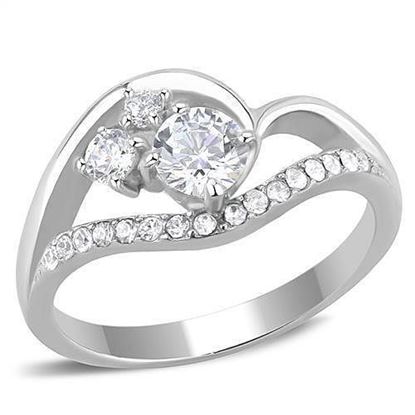 Picture of TK3243 - Stainless Steel Ring High polished (no plating) Women AAA Grade CZ Clear