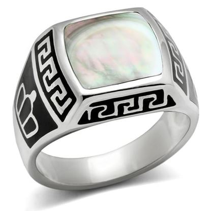 Picture of TK325 - Stainless Steel Ring High polished (no plating) Men Precious Stone Gray