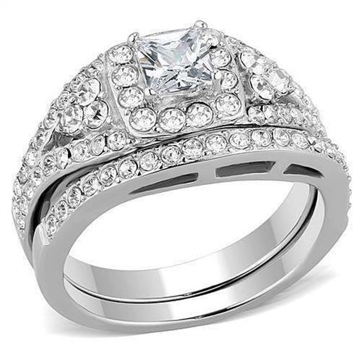 Picture of TK3253 - Stainless Steel Ring High polished (no plating) Women AAA Grade CZ Clear