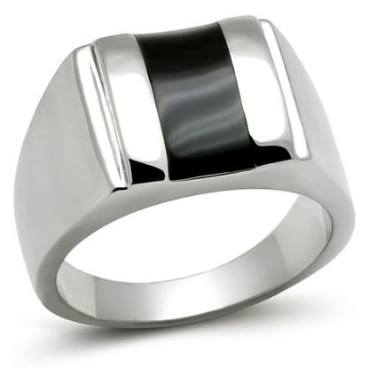 Picture of TK326 - Stainless Steel Ring High polished (no plating) Men Epoxy Jet