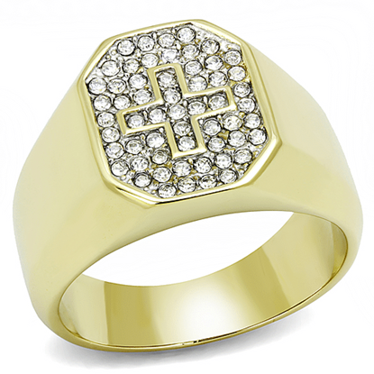 Picture of TK3270 - Stainless Steel Ring Two-Tone IP Gold (Ion Plating) Men Top Grade Crystal Clear