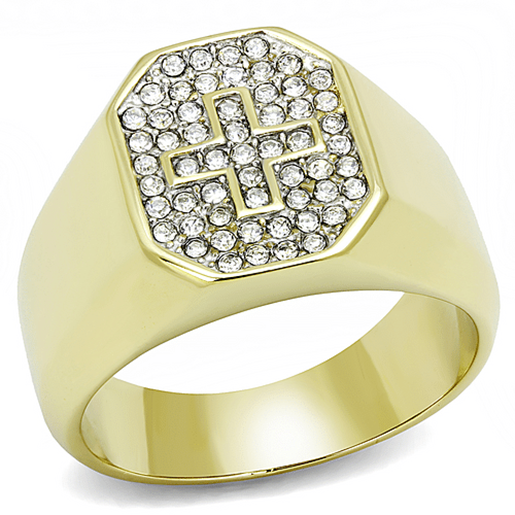 Picture of TK3270 - Stainless Steel Ring Two-Tone IP Gold (Ion Plating) Men Top Grade Crystal Clear