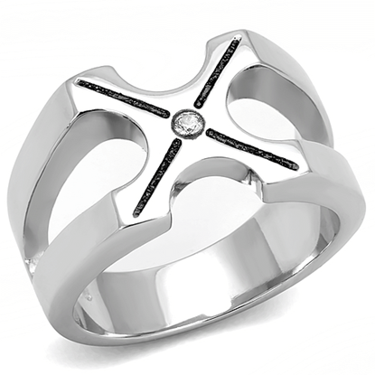 Picture of TK3278 - Stainless Steel Ring High polished (no plating) Men AAA Grade CZ Clear