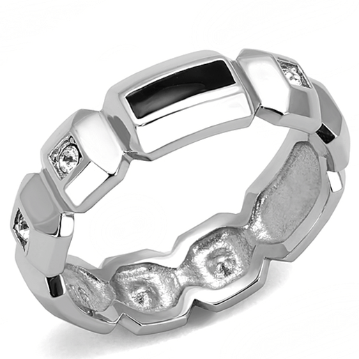 Picture of TK3281 - Stainless Steel Ring High polished (no plating) Men Top Grade Crystal Clear