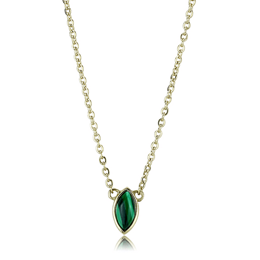 Picture of TK3286 - Stainless Steel Necklace IP Gold(Ion Plating) Women Synthetic Emerald