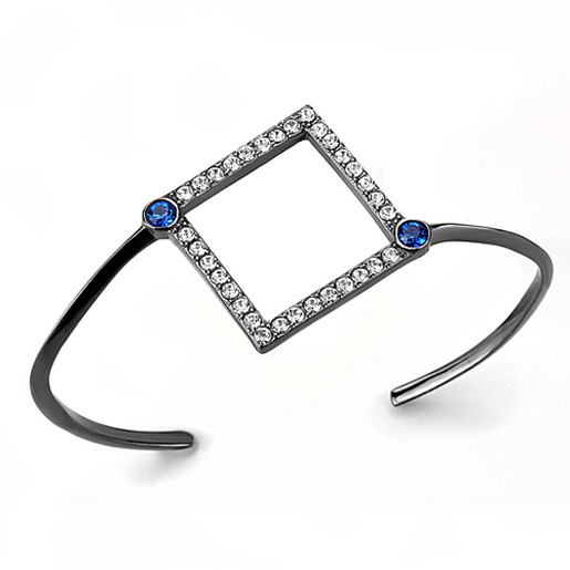 Picture of TK3288 - Stainless Steel Bangle IP Light Black  (IP Gun) Women Top Grade Crystal Montana