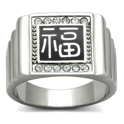 Picture of TK329 - Stainless Steel Ring High polished (no plating) Men Top Grade Crystal Clear