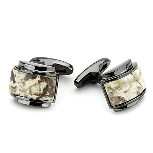 Picture of TK3290 - Stainless Steel Cufflink IP Light Black  (IP Gun) Men Semi-Precious Animal pattern