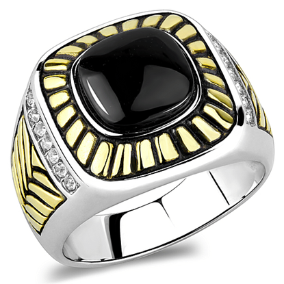 Picture of TK3294 - Stainless Steel Ring Two-Tone IP Gold (Ion Plating) Men Synthetic Jet