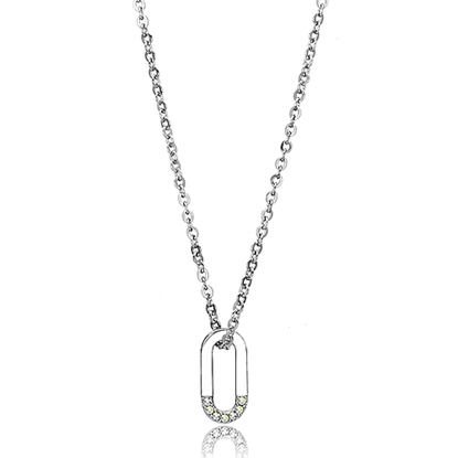 Picture of TK3297 - Stainless Steel Necklace High polished (no plating) Women Top Grade Crystal White AB