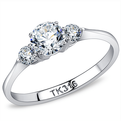 Picture of TK3431 - Stainless Steel Ring High polished (no plating) Women AAA Grade CZ Clear