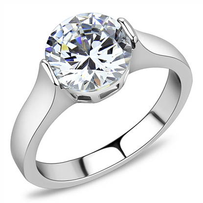 Picture of TK3432 - Stainless Steel Ring High polished (no plating) Women AAA Grade CZ Clear