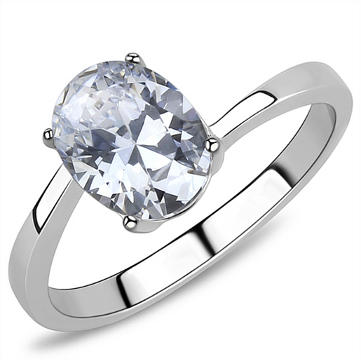 Picture of TK3433 - Stainless Steel Ring High polished (no plating) Women AAA Grade CZ Clear