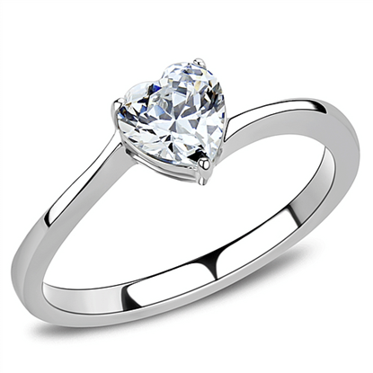 Picture of TK3434 - Stainless Steel Ring High polished (no plating) Women AAA Grade CZ Clear