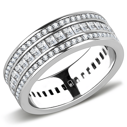 Picture of TK3435 - Stainless Steel Ring High polished (no plating) Women AAA Grade CZ Clear