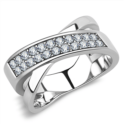 Picture of TK3436 - Stainless Steel Ring High polished (no plating) Women Top Grade Crystal Clear