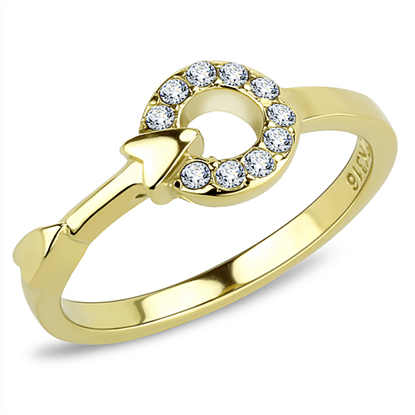 Picture of TK3439 - Stainless Steel Ring IP Gold(Ion Plating) Women Top Grade Crystal Clear