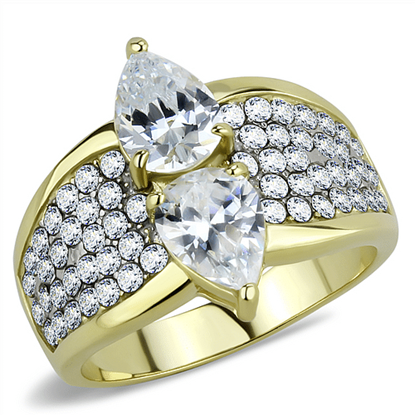 Picture of TK3442 - Stainless Steel Ring Two-Tone IP Gold (Ion Plating) Women AAA Grade CZ Clear