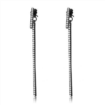 Picture of TK3470 - Stainless Steel Earrings IP Black(Ion Plating) Women Top Grade Crystal Clear