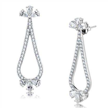 Picture of TK3473 - Stainless Steel Earrings High polished (no plating) Women AAA Grade CZ Clear