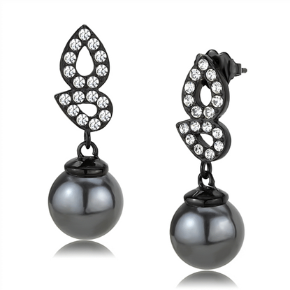 Picture of TK3483 - Stainless Steel Earrings IP Black(Ion Plating) Women Synthetic Gray