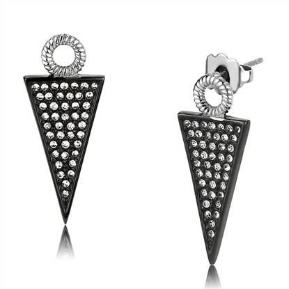 Picture of TK3485 - Stainless Steel Earrings Two-Tone IP Black (Ion Plating) Women Top Grade Crystal Clear