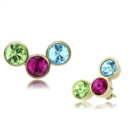 Picture of TK3492 - Stainless Steel Earrings IP Gold(Ion Plating) Women Top Grade Crystal Multi Color