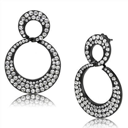 Picture of TK3493 - Stainless Steel Earrings IP Black(Ion Plating) Women Top Grade Crystal Clear