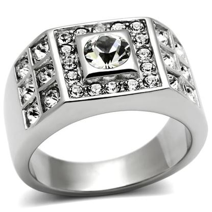 Picture of TK350 - Stainless Steel Ring High polished (no plating) Men Top Grade Crystal Clear