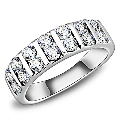 Picture of TK3504 - Stainless Steel Ring High polished (no plating) Women AAA Grade CZ Clear