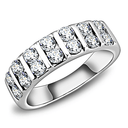 Picture of TK3504 - Stainless Steel Ring High polished (no plating) Women AAA Grade CZ Clear