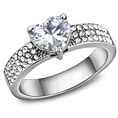 Picture of TK3505 - Stainless Steel Ring High polished (no plating) Women AAA Grade CZ Clear