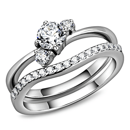 Picture of TK3507 - Stainless Steel Ring High polished (no plating) Women AAA Grade CZ Clear