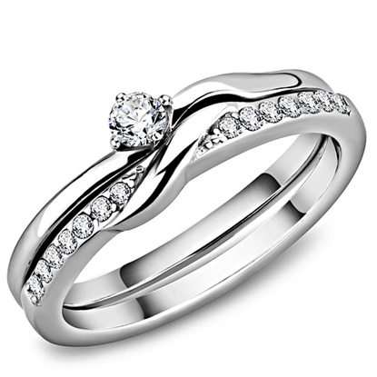 Picture of TK3508 - Stainless Steel Ring High polished (no plating) Women AAA Grade CZ Clear