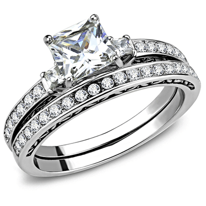 Picture of TK3510 - Stainless Steel Ring High polished (no plating) Women AAA Grade CZ Clear