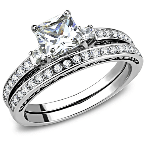 Picture of TK3510 - Stainless Steel Ring High polished (no plating) Women AAA Grade CZ Clear