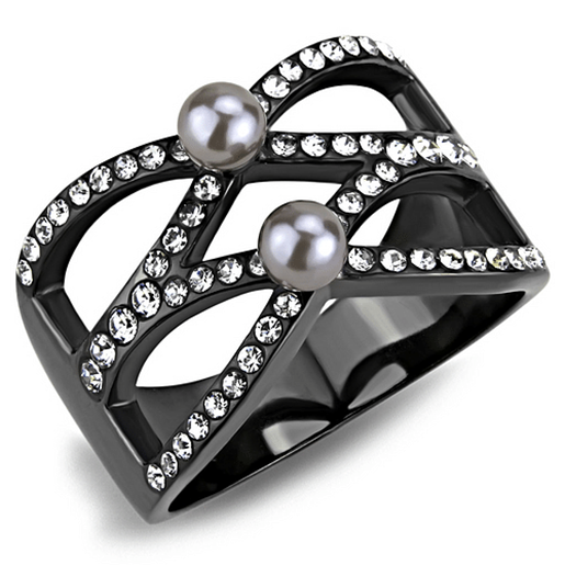 Picture of TK3515 - Stainless Steel Ring IP Light Black  (IP Gun) Women Synthetic Gray