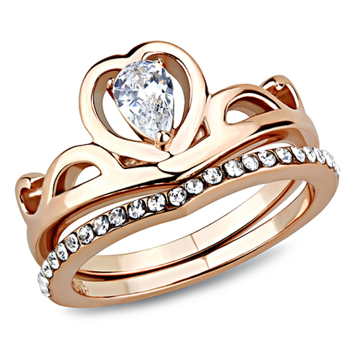 Picture of TK3518 - Stainless Steel Ring IP Rose Gold(Ion Plating) Women AAA Grade CZ Clear