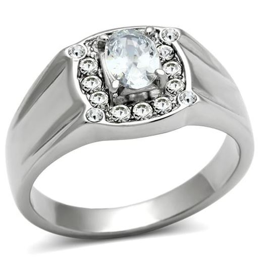 Picture of TK353 - Stainless Steel Ring High polished (no plating) Men AAA Grade CZ Clear