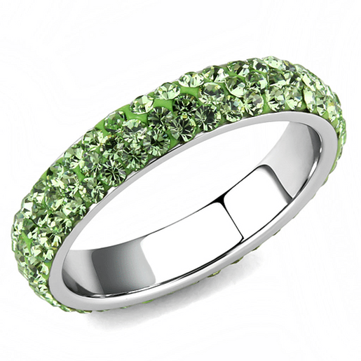 Picture of TK3537 - Stainless Steel Ring High polished (no plating) Women Top Grade Crystal Peridot